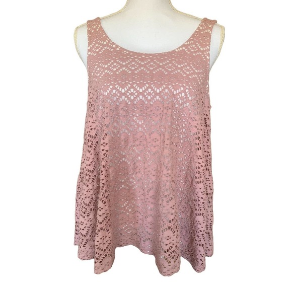 Anthropologie Tops - Anthropologie Deletta Womens Size Small Purple Germaine Swing Tank Lace Overlay
